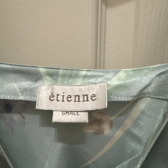 Vintage Etienne Slip Dress SZ Small light blue floral - Picture 4 of 6